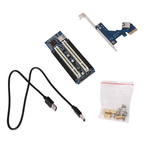 Carte Adaptateur D'extension Pci-E Express X1 Vers Double Riser Pci Avec Câble Usb3.0 1m Pour Win2000/Linux/Xp/Vista/Win7/Win8