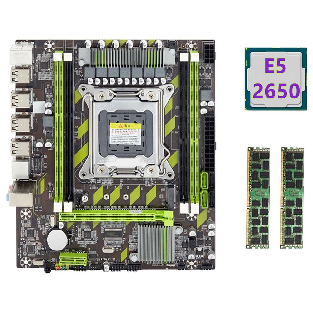 Carte Mre X79+Cpu E5 2650+2x8gb Ddr3 1600mhz Reg Ecc Ram Me...