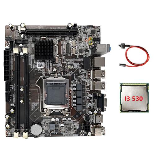 Carte Mère H55 Lga1156 Prend En Charge I3 530 I5 760 Series Cpu Ddr3 D'ordinateur + Câble De Commutation