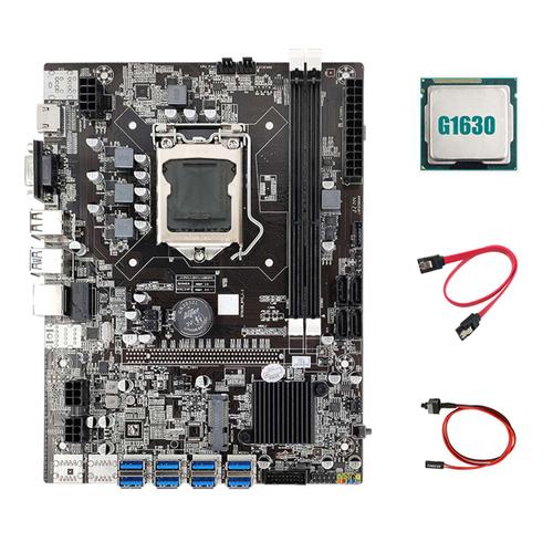 B75 Usb Eth Exploitation Minière Carte Mère 8xpcie Adaptateur + G1630 Cpu Câble Sata De Commutation Lga1155 Mineur