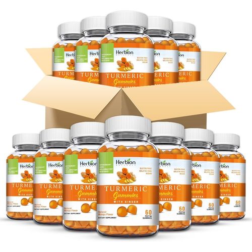Bonbons Gélifiés Au Curcuma Herbion Naturals Au Gingembre Et Antioxydant Qui Favorise La Santé Des Articulations (Paquet De 12) 