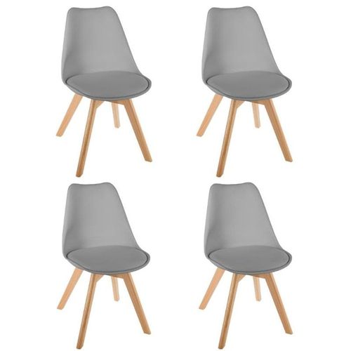 Lot De 4 Chaises Design "Baya" 81cm Gris Clair