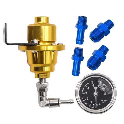 Régulateur De Carburant Réglable Booster Pression Universel Avec Manomètre Accessoires Voiture, Or