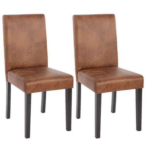Lot De 2 Chaises De Salle À Manger Simili-Cuir Marron Pieds Foncés Cds04050
