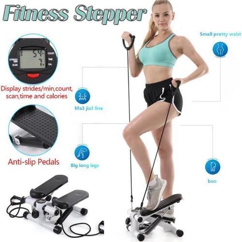 Mini Stepper Marcheur Machine Jambe Fitness Entraînement Musculaire Exercise Avec 2 Bandes De Résistance Perdent Poids