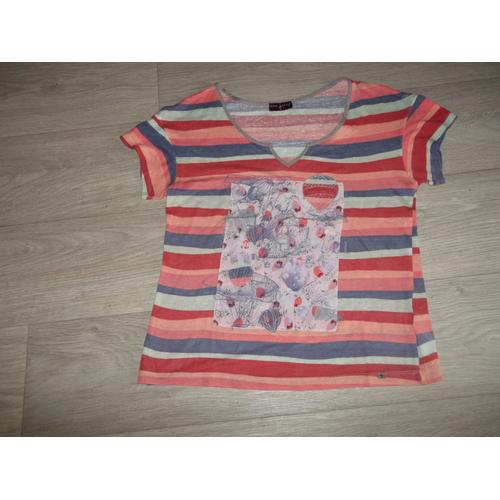 Tee Shirt One Step Multicolore Encart Ballons Taille 40 Tbe