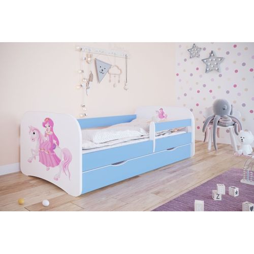 Lit Babydreams Bleu Princesse À Cheval Sans Tiroir, Matelas 160/80