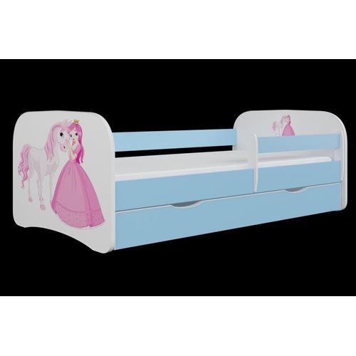 Lit Babydreams Cheval Princesse Bleu Sans Tiroir Matelas 160/80