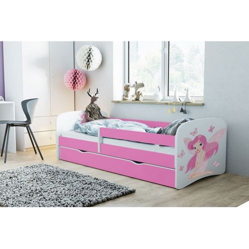 Lit Babydreams Fée Rose Avec Des Papillons Avec Un Tiroir Sans Matelas 140/70