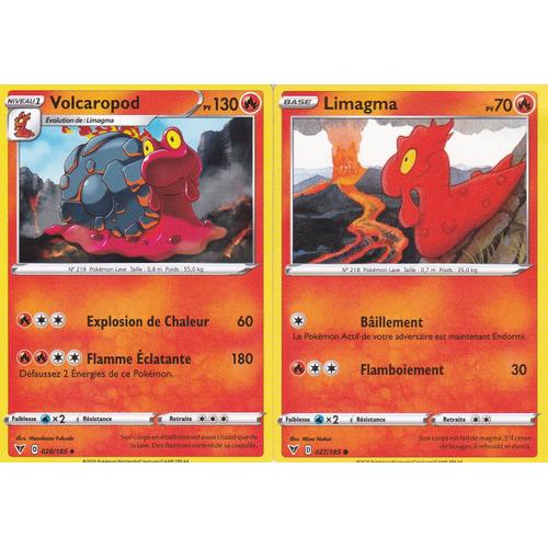 2 Cartes Pokemon - Volcaropod 028/185 + Limagma - 027/185 - Épée Et Bouclier 4 - Voltage Éclatant - Eb4 - Vf