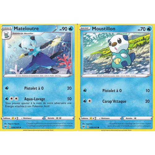 2 Cartes Pokemon - Mateloutre 034/185 + Moustillon 033/185 - Épée Et Bouclier 4 - Voltage Éclatant - Eb4 - Vf