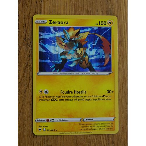 Carte Pokemon Zeraora Holo 100 Pv 61/185 Voltage Éclatant