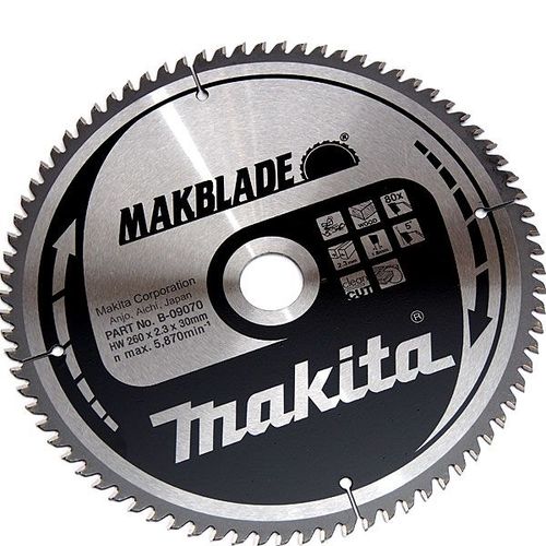 Makita B-09070 Makblade Lame de scie circulaire - 260 x 30 x 80T - Bois / MDF / Stratifié