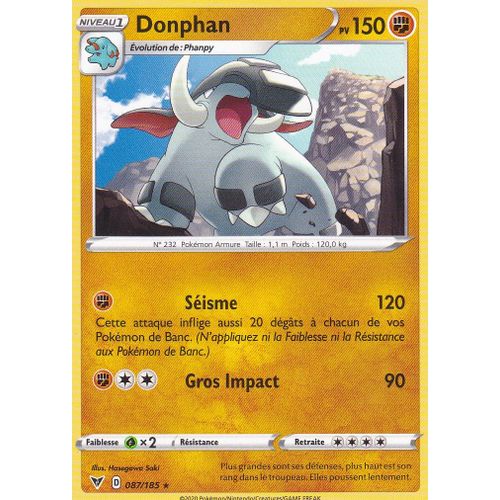 Carte Pokemon - Donphan - 087/185 - Épée Et Bouclier 4 - Voltage Éclatant - Eb4 - Vf