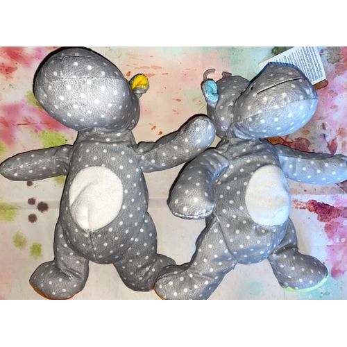 Doudou Hippopotame Nicotoy C&a Gris Petits Pois Peluches Hippos Lot De Deux Doudous Jouets Bébé Naissance Simba Toys Benelux