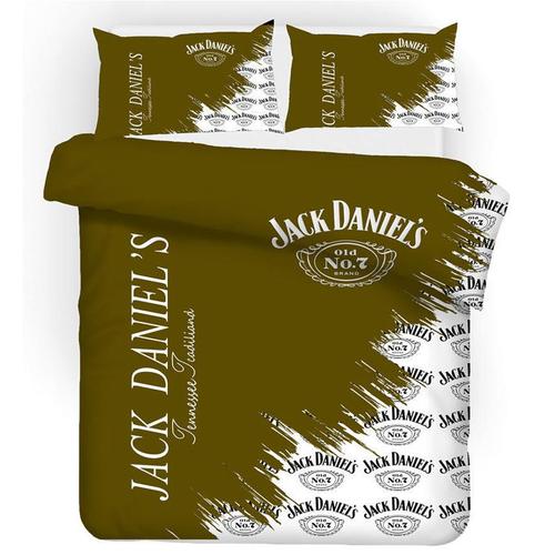 Jack Daniels Parure De Couette De Marque:1 Housse De Couette + Taies D'oreiller 3d Imprimée Jack Daniels Thème Parure De Lit -Zs307042