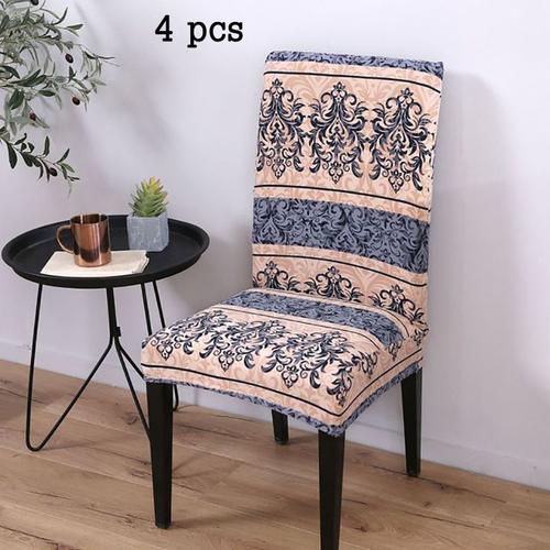 Housse De Fauteuil 4 Pieces Haute Rembourrée Premium Housse De Chaise Imprimé Extensible Pour Hôtels -Zs306556