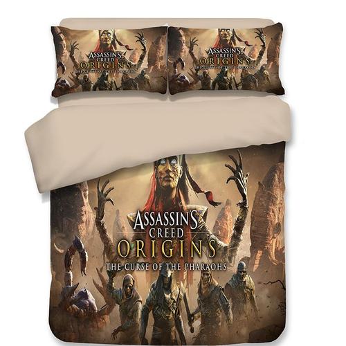 Assassin's Creed Housse De Couette De Marque :1 Housse De Couette +1 Drap Housse + Taies D'oreiller 3d Imprimée Assassin's Creed Thème Parure De Couette -Pm300404