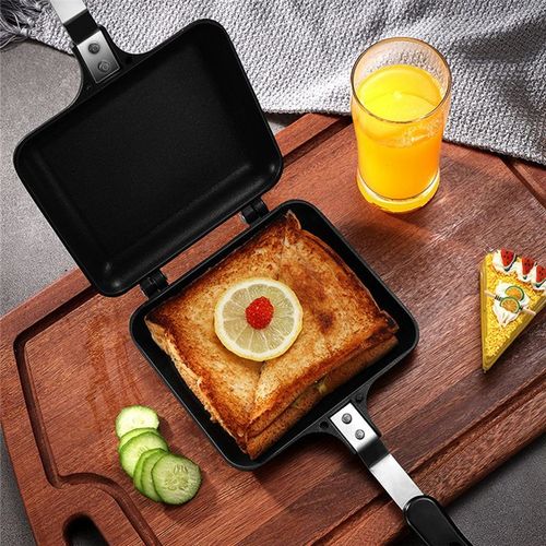 PoêLe à Sandwich Double Face PoêLe à Frire Pliable AntiadhéSive pour Pain Toast DéJeuner Machine à CrêPes