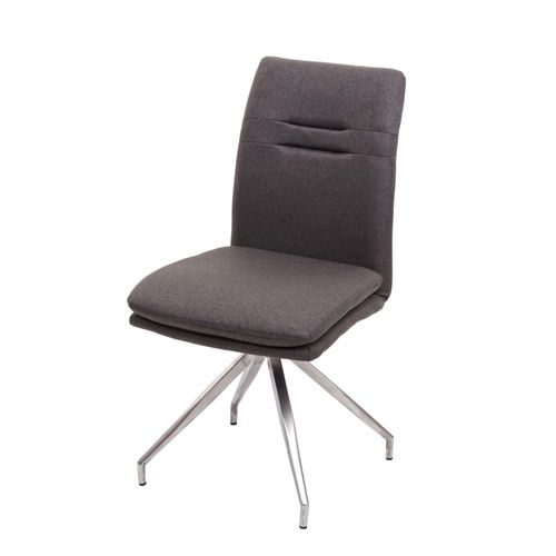 Chaise De Salle À Manger Hwc-H70, Chaise De Cuisine, Tissu, Acier Inoxydable Brossé   Gris-Brun