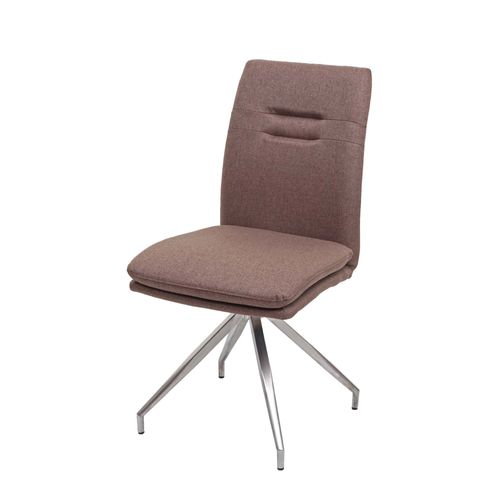 Chaise De Salle À Manger Hwc-H70, Chaise De Cuisine, Tissu, Acier Inoxydable Brossé   Brun