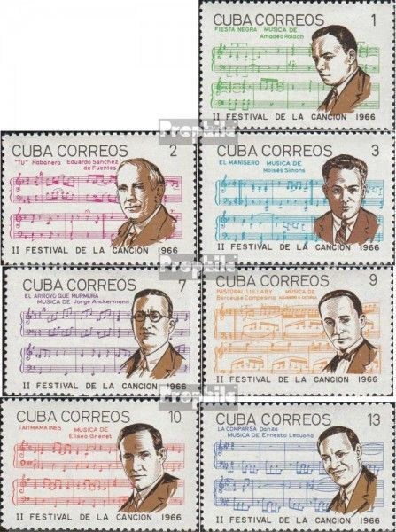 Cuba 1226-1232 (Complète Edition) Neuf Avec Gomme Originale 1966 Festival De Chansons