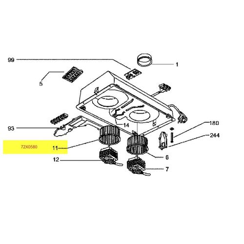 TURBINE GAUCHE HORAIRE POUR HOTTE FAGOR - 72X0580