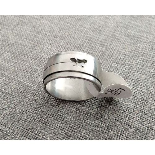 Bague Tournante Anneau Anti-Stress - Acier - Papillon - Découpe Laser -