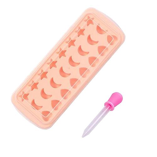 Bac À Glaçons Avec Couvercle Étoiles Lunes Amour Coeurs Forme 24 Cavités Silicone Sûr Durable Whisky Boule De Glace Fabricant Cuisine Rose