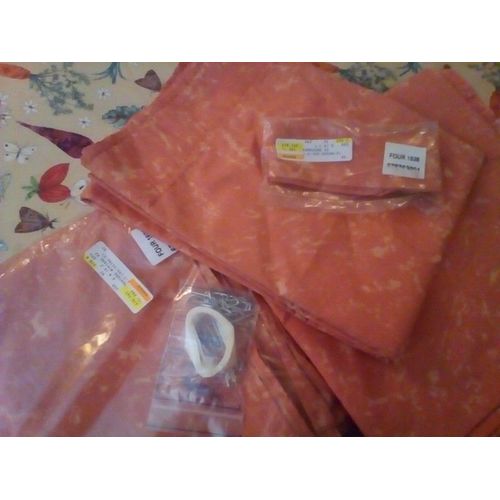 Lot De 4 Double Rideaux, 135 Cm X 260 Cm, Neufs, Coton Et Polyester, Daxon, Coloris Mangue.