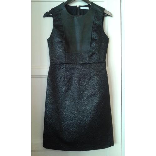 Robe Zapa Cotton Et Cuir Noir T 38 Neuve