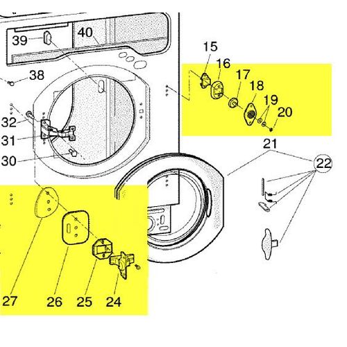 KIT ENCASTREMENT CHARNIERES (20121) POUR LAVE LINGE SCHOLTES - C00087354