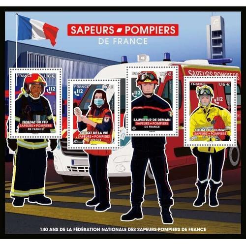 140ème Anniversaire De La Fédération Nationale Des Sapeurs-Pompiers De France Feuillet 5584 Année 2022 N° 5584 5585 5586 5587 Yvert Et Tellier Luxe