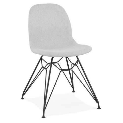 Paris Prix - Chaise Design Tissu "Quebec" 83cm Gris & Noir