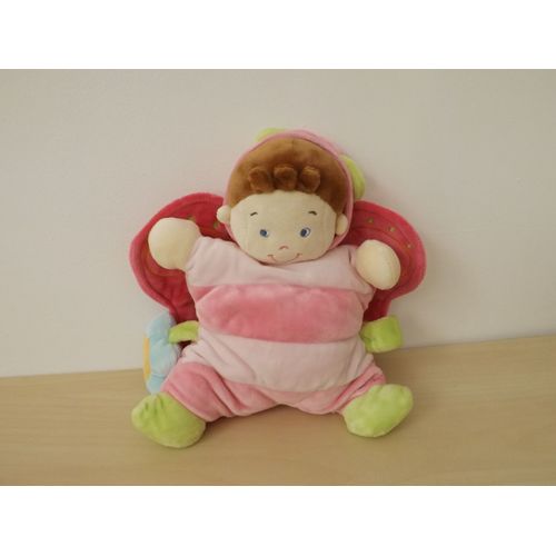 Doudou Fille Papillon Rose Fleur Nicotoy