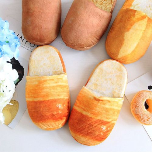 Simulation Foodie Bread Burger Toast Winter Home Pantoufles en Coton Chaud AntidéRapantes à Semelles Souples, Type A(L)