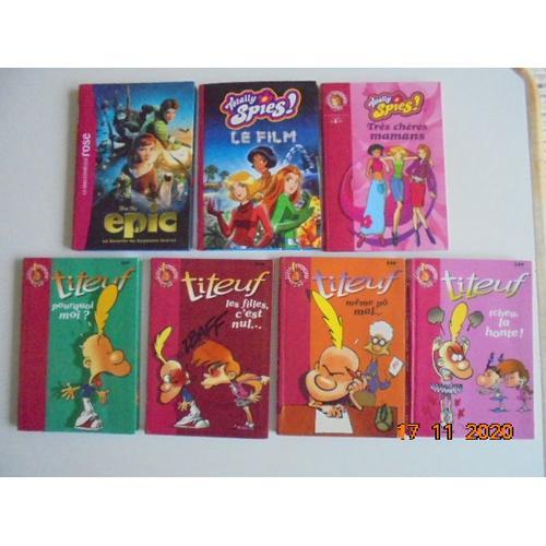 Lot De 7 Livres Bibliothèque Rose : 4 Titeuf, 2 Totally Spies, 1 Blue Sky Epic