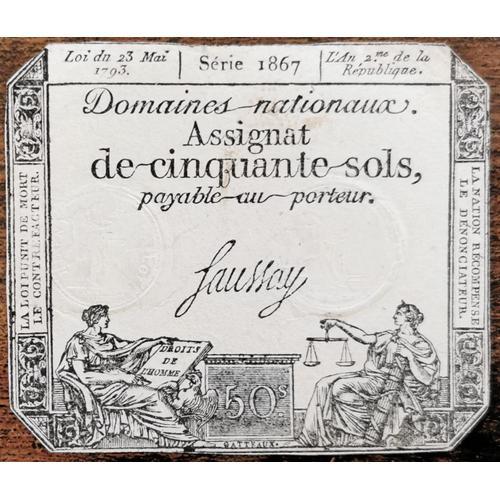 Assignat 50 Sols - 23 Mai 1793 - Série 1867 - Domaine Nationaux - Saussay