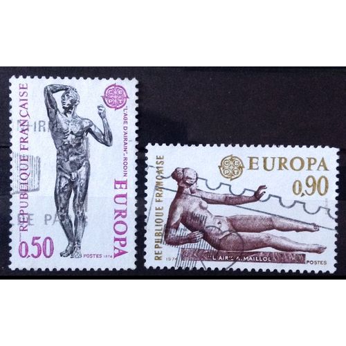 Série Europa 1974 (Sculptures) - N° 1789 1790 Obl - France Année 1974 - Brn83 - N27089