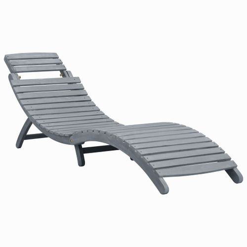 Transat Chaise Longue Bain De Soleil Lit De Jardin Terrasse Meuble D'extérieur Délavage Gris Bois D'acacia Solide Helloshop26 02_0021248