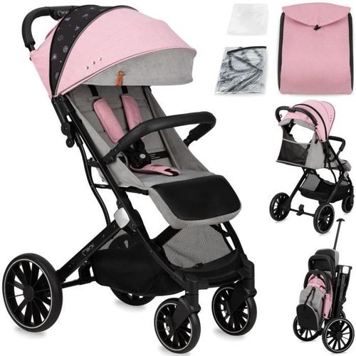 Momi Estelle Dakar - Poussette Bébé Citadine Ultra Compacte - De 0 À 36 Mois - Jusqu'à 22kg - Rose