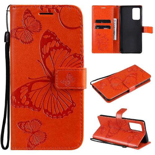 Étui Pour Samsung Galaxy A72 5g Couverture Magnétique Couverture Antichoc Flip Kickband Cuir Pu Avec Support De Fente Pour Carte - Orange