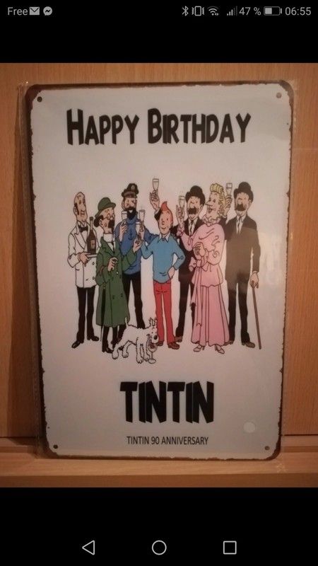 Plaque En Metal Tintin Joyeux Anniversaire 90 Ans Rakuten