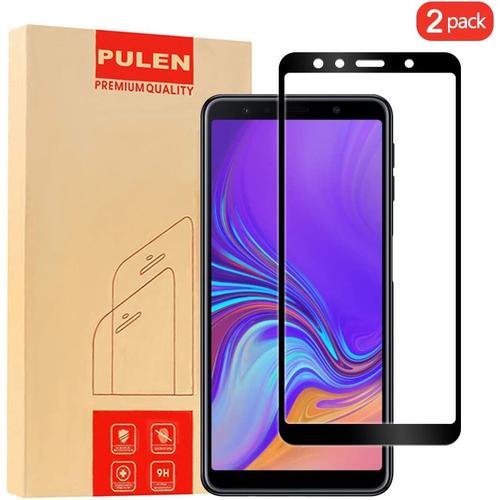 2 Pack Samsung Galaxy A7 2018 Protecteur D'écran, Film Protection En Verre Trempé Écran Protecteur Anti-Rayures Sans Bulles D'air Hd Dureté Tempered Glass Galaxy A7 2018 (Noir)