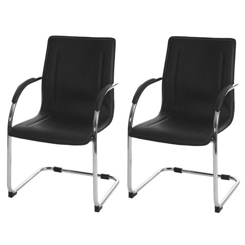 2x Chaise De Salle À Manger Samara, Chaise Cantilever, Chaise De Cuisine Avec Dossier, Pvc Acier   Noir