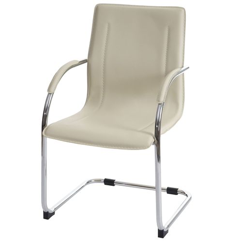 Chaise De Salle À Manger Samara, Chaise Cantilever, Chaise De Cuisine Avec Dossier, Pvc Acier   Crème