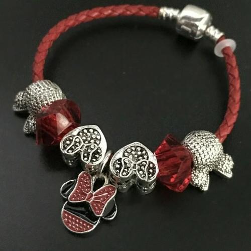 Bracelet En Cuir Tressé Minnie Pour Enfant - Rouge