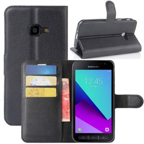 Coque Samsung Galaxy Xcover 4 / 4s, Etui Housse À Rabat En Pu Cuir Flip Leather Case Cover Antichoc Portefeuille Protection Stand Coque Samsung Galaxy Xcover4 / 4s (Noir)