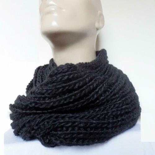 Echarpe En Rond Snood Noir Pour Hommes Et Femmes Idéal Pour Sport Très Pratique