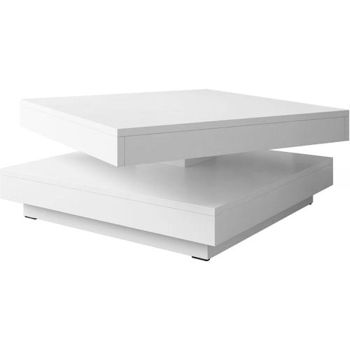 Table Basse Rotative "Druzjan" - 70 X 70 X 34 Cm - Blanc